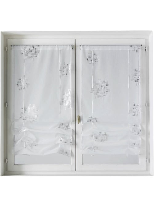 Par de cortinas ligeras con cordón para subir, con estampado plateado - Kiabi Par de cortinas ligeras con cordón para subir, con estampado plateado - Kiabi