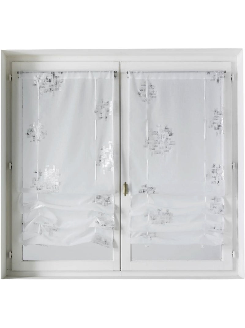Par de cortinas ligeras con cordón para subir, con estampado plateado Blanco - Kiabi