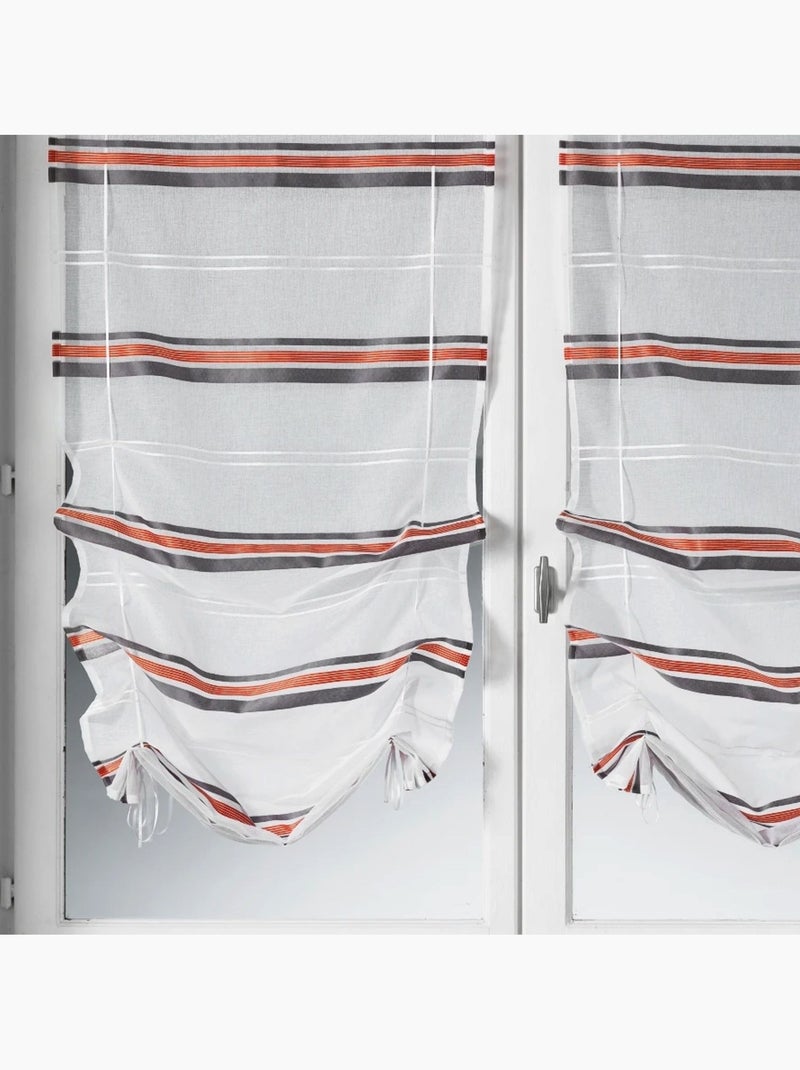 Par de cortinas ligeras con rajas horizontales para subir Rojo - Kiabi