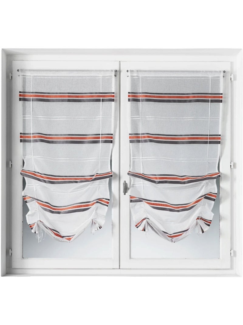 Par de cortinas ligeras con rajas horizontales para subir Rojo - Kiabi