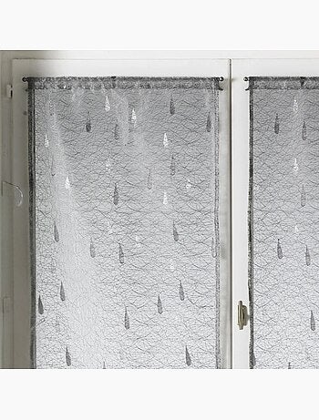 Par de cortinas ligeras de organza jacquard con motivos de gotas