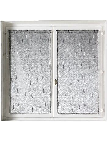 Par de cortinas ligeras de organza jacquard con motivos de gotas
