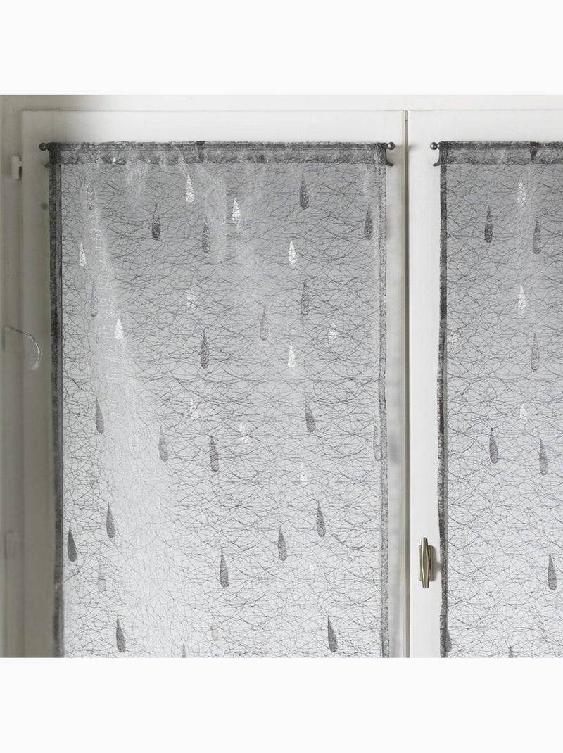 Par de cortinas ligeras de organza jacquard con motivos de gotas Gris claro - Kiabi