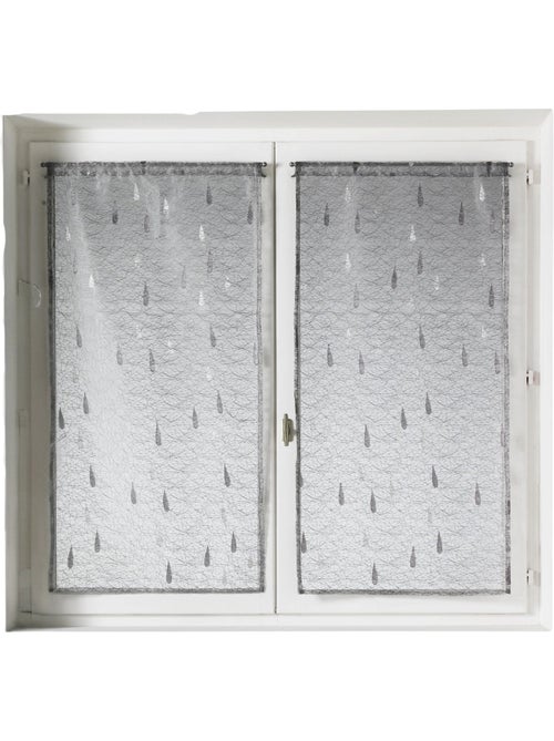 Par de cortinas ligeras de organza jacquard con motivos de gotas - Kiabi
