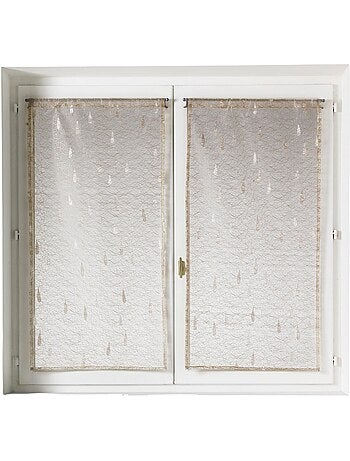 Par de cortinas ligeras de organza jacquard con motivos de gotas