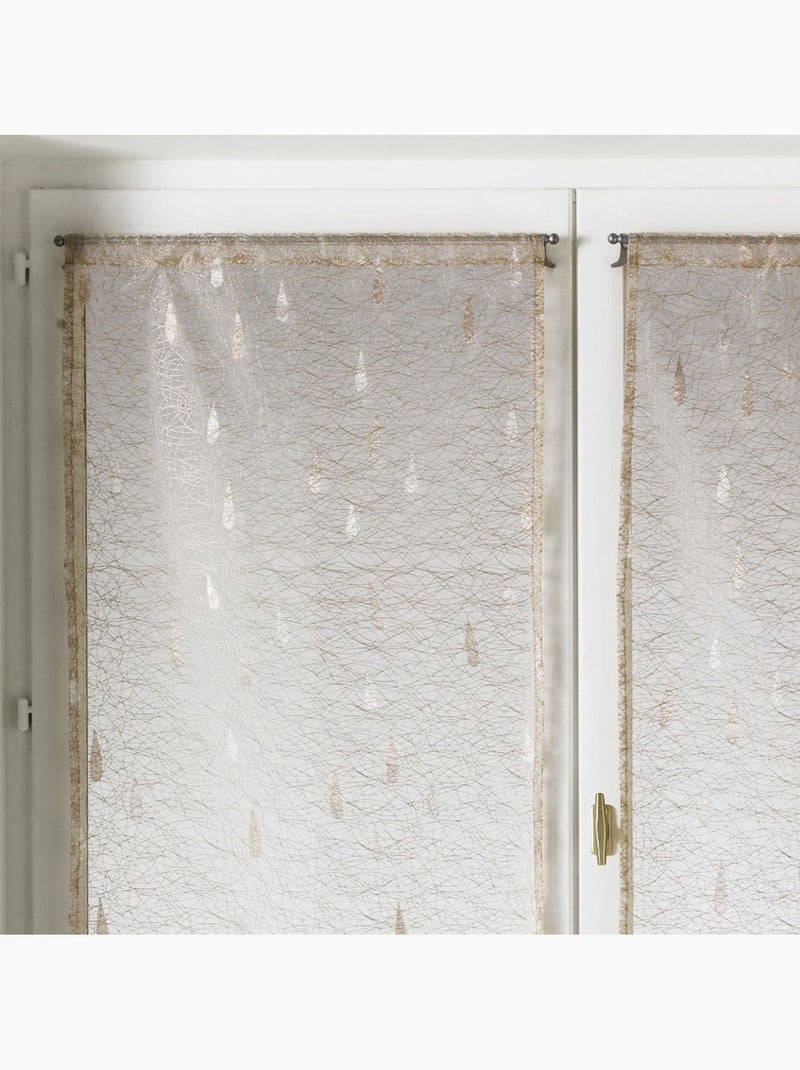 Par de cortinas ligeras de organza jacquard con motivos de gotas Marfil - Kiabi