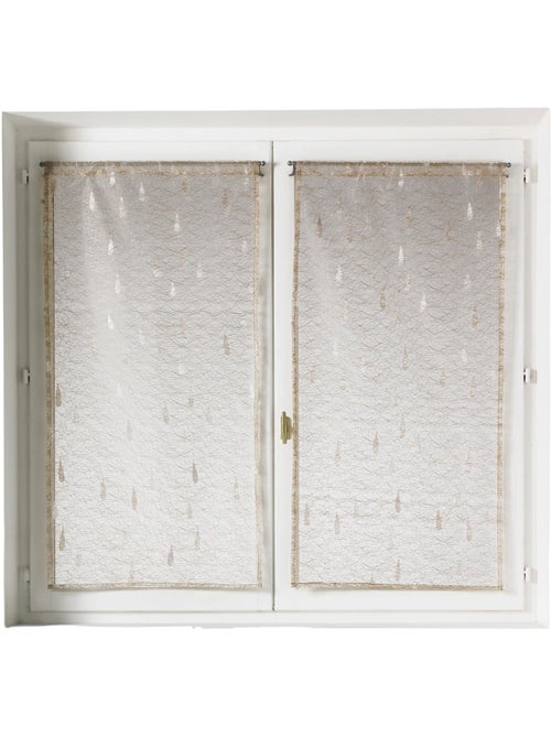 Par de cortinas ligeras de organza jacquard con motivos de gotas - Kiabi