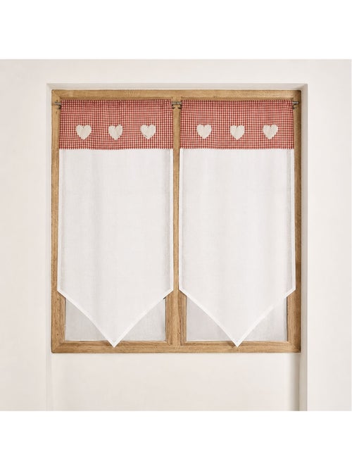 Par de cortinas ligeras en forma de punta con ribete de cuadros vichy - Kiabi