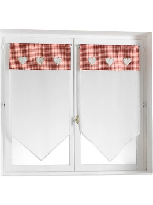 Par de cortinas ligeras en forma de punta con ribete de cuadros vichy - Kiabi