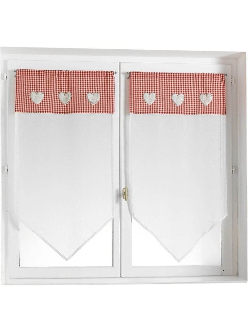 Par de cortinas ligeras en forma de punta con ribete de cuadros vichy Blanco - Kiabi
