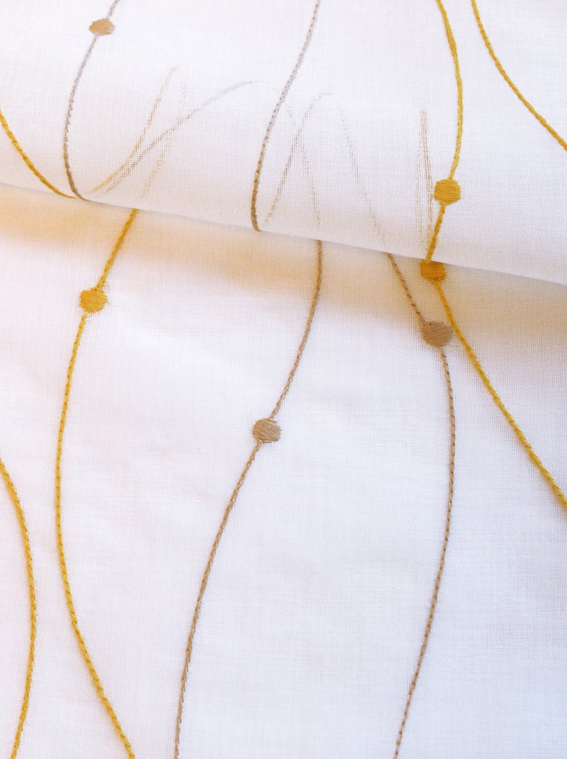 Par de cortinas onduladas bordadas para ventana Amarillo - Kiabi