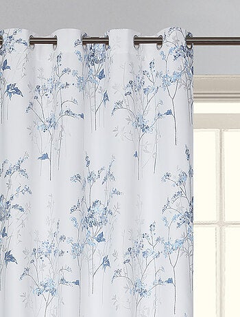 Par de cortinas opacas con ojales y estampado vegetal