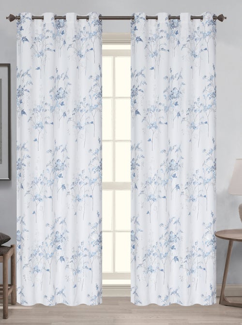 Par de cortinas opacas con ojales y estampado vegetal - Kiabi