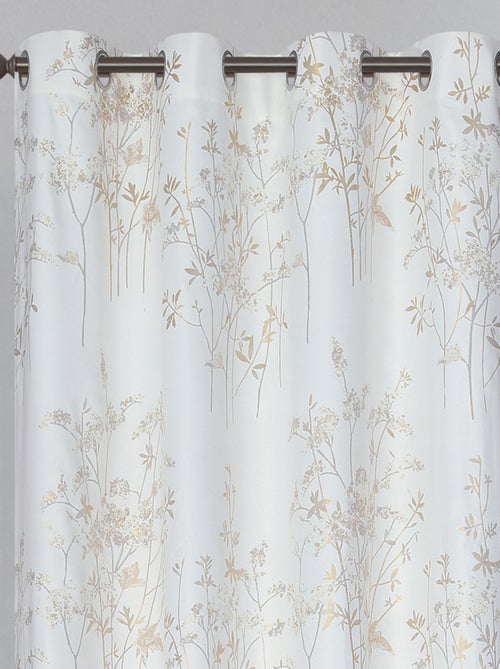 Par de cortinas opacas con ojales y estampado vegetal - Kiabi