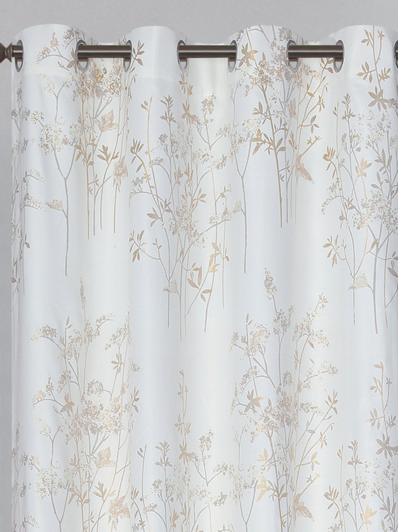 Par de cortinas opacas con ojales y estampado vegetal Dorado/Oro - Kiabi