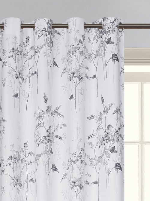 Par de cortinas opacas con ojales y estampado vegetal - Kiabi