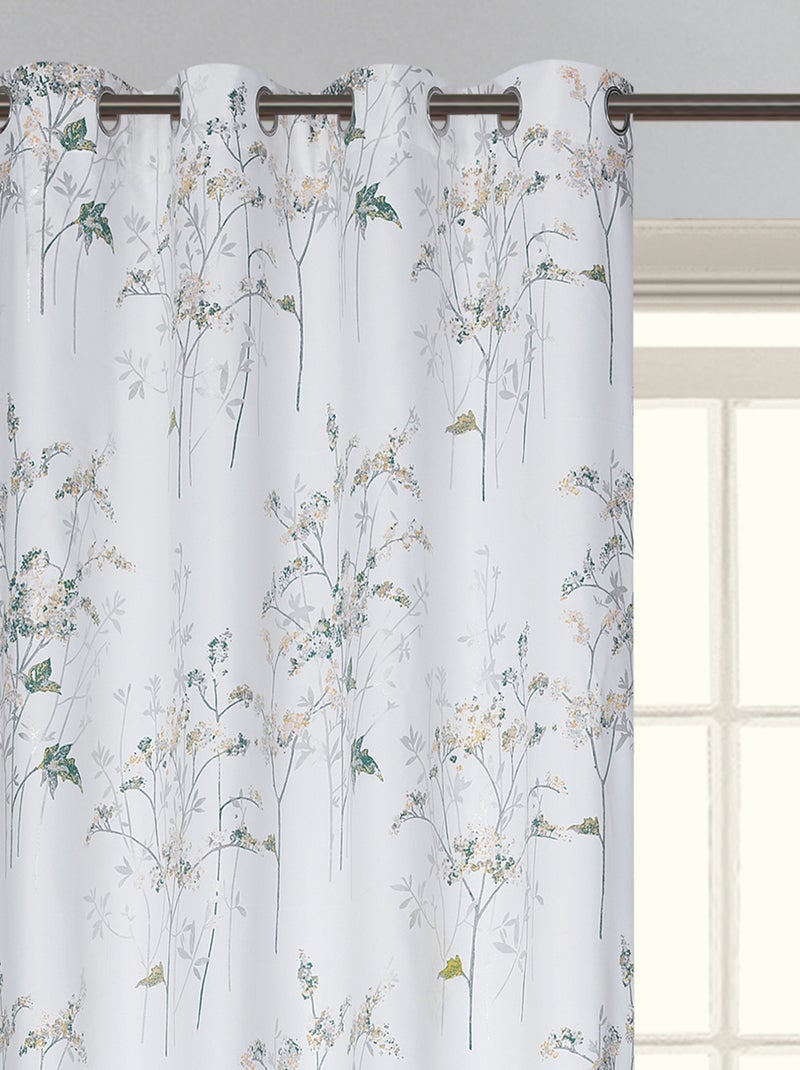Par de cortinas opacas con ojales y estampado vegetal Verde - Kiabi