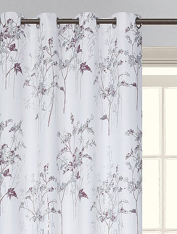 Par de cortinas opacas con ojales y estampado vegetal