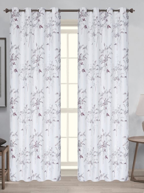 Par de cortinas opacas con ojales y estampado vegetal - Kiabi