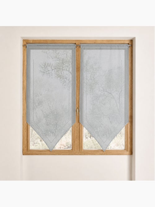Par de cortinas pequeñas con puntilla calada y bordadas - Kiabi