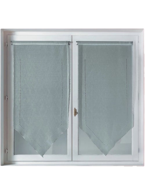 Par de cortinas pequeñas con puntilla calada y bordadas - Kiabi