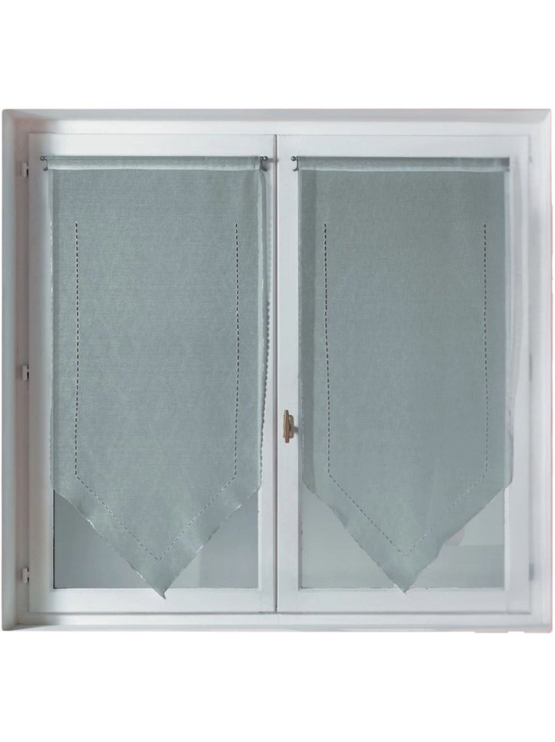 Par de cortinas pequeñas con puntilla calada y bordadas Gris claro - Kiabi