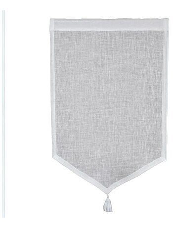 Par de cortinas pequeñas de lino 100% con punto y pompón