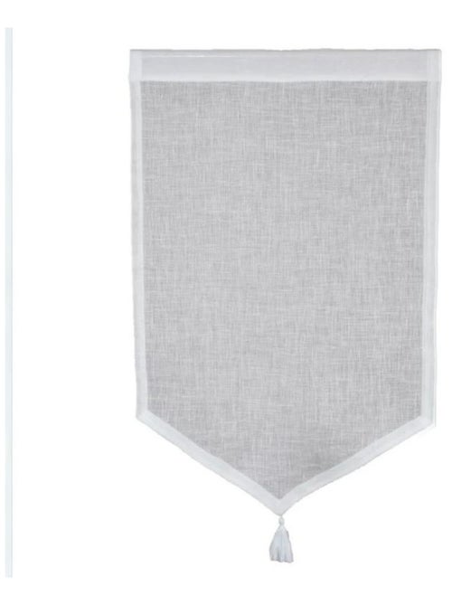 Par de cortinas pequeñas de lino 100% con punto y pompón - Kiabi