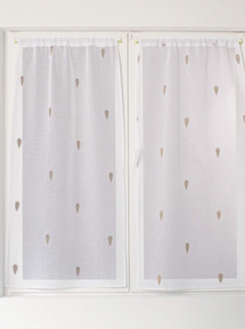 Par de cortinas rectas bordadas con gotas - Kiabi Par de cortinas rectas bordadas con gotas - Kiabi