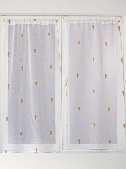 Par de cortinas rectas bordadas con gotas - Kiabi Par de cortinas rectas bordadas con gotas - Kiabi