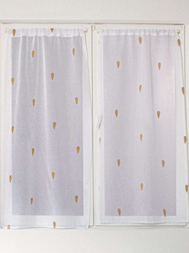 Par de cortinas rectas bordadas con gotas Amarillo oscuro - Kiabi