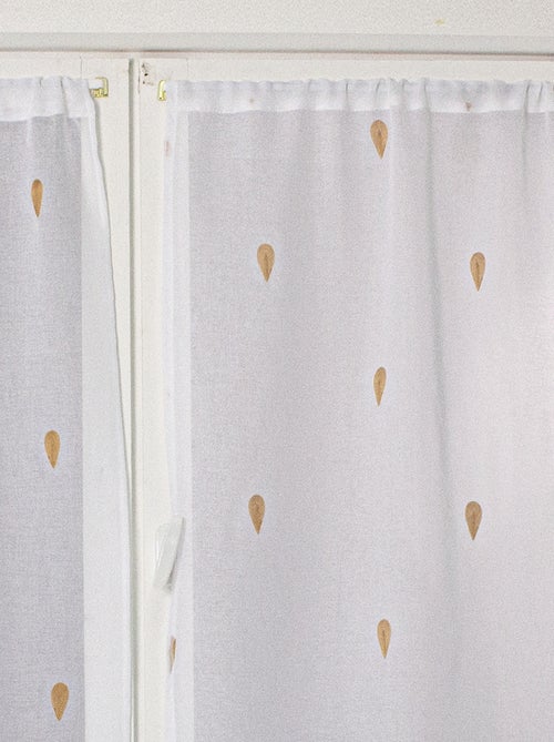 Par de cortinas rectas bordadas con gotas - Kiabi Par de cortinas rectas bordadas con gotas - Kiabi