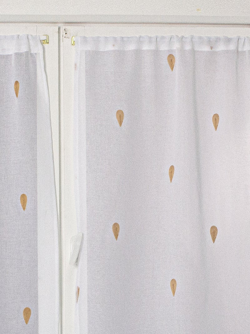 Par de cortinas rectas bordadas con gotas Amarillo oscuro - Kiabi