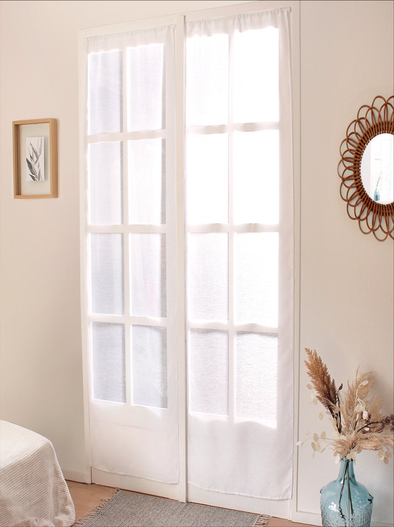 Par de cortinas rectas pequeñas con acabado de varilla pasante Blanco - Kiabi