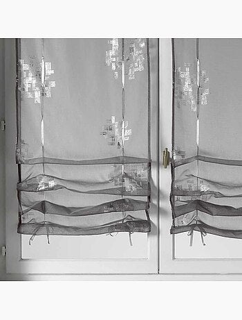 Par de cortinas vaporosas con estampado plateado para subir