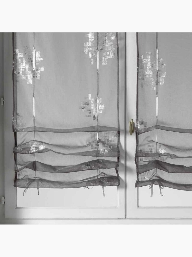 Par de cortinas vaporosas con estampado plateado para subir Gris claro - Kiabi