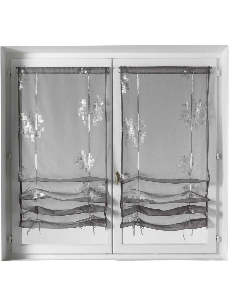 Par de cortinas vaporosas con estampado plateado para subir Gris claro - Kiabi