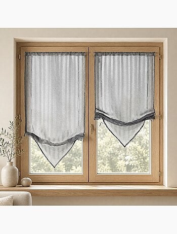 Par de cortinas vaporosas con puntas y hilos de lurex