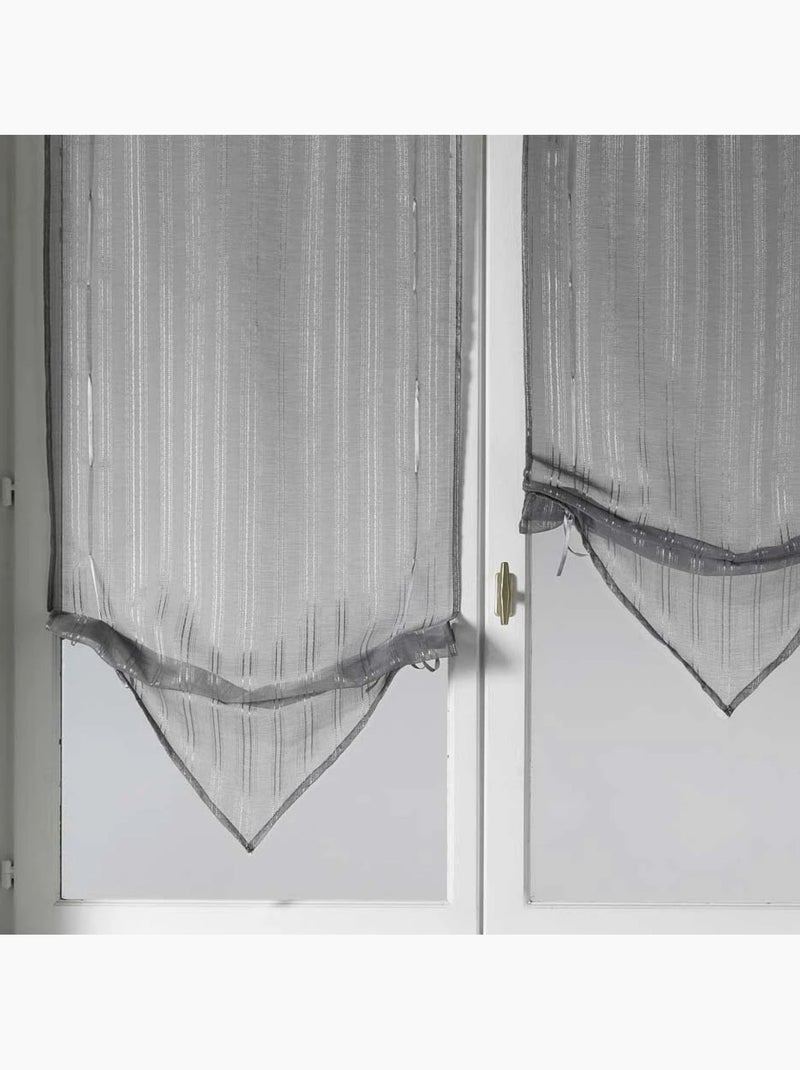 Par de cortinas vaporosas con puntas y hilos de lurex Gris claro - Kiabi