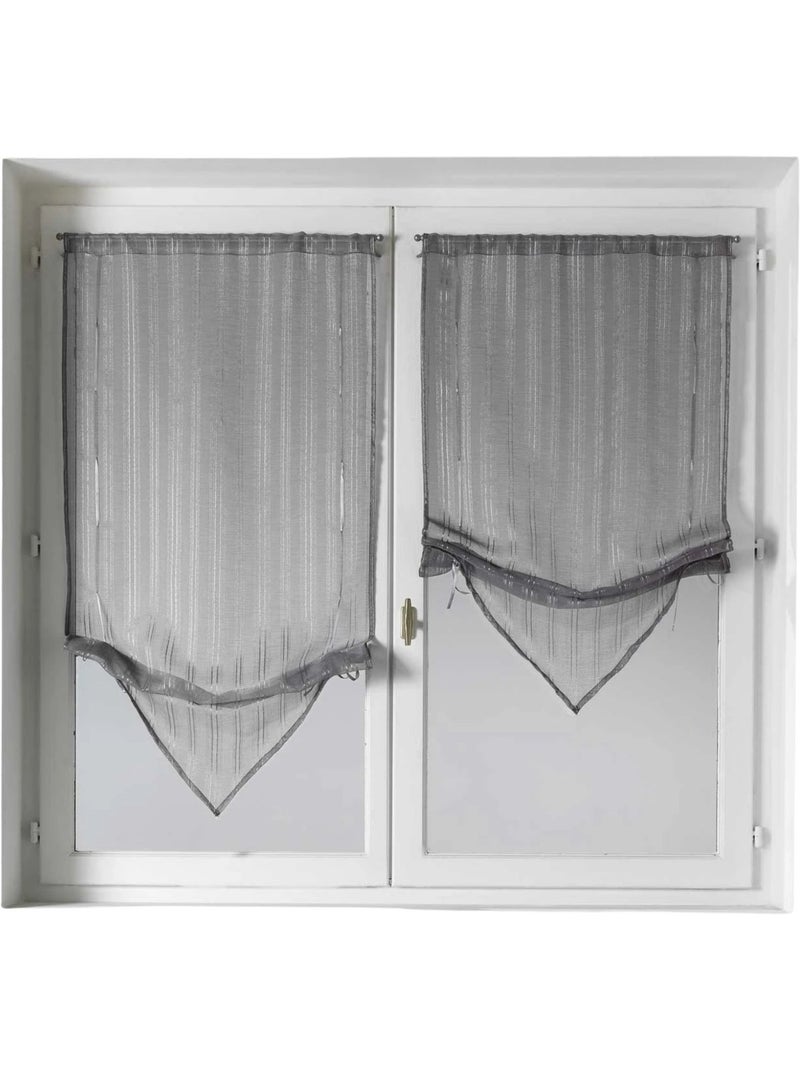 Par de cortinas vaporosas con puntas y hilos de lurex Gris claro - Kiabi
