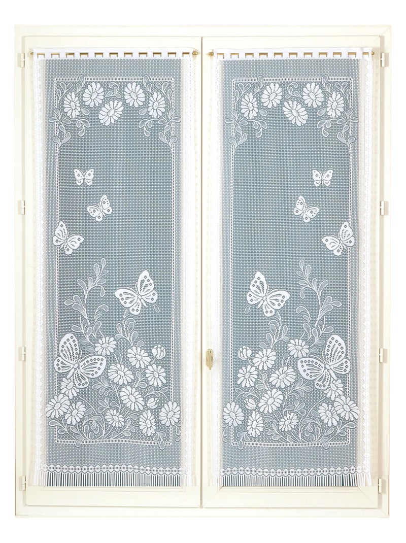 Par de cristales con bordes festoneados y con motivos de mariposas Blanco - Kiabi