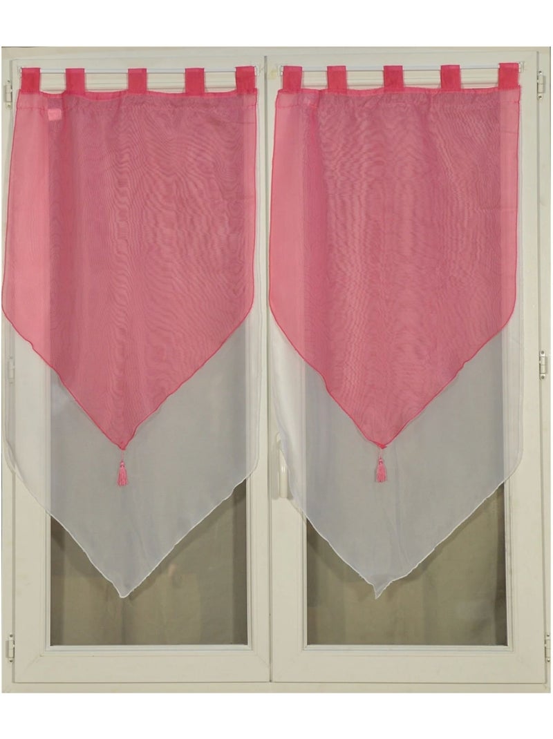 Par de doble acristalamiento con pompones Rosa - Kiabi