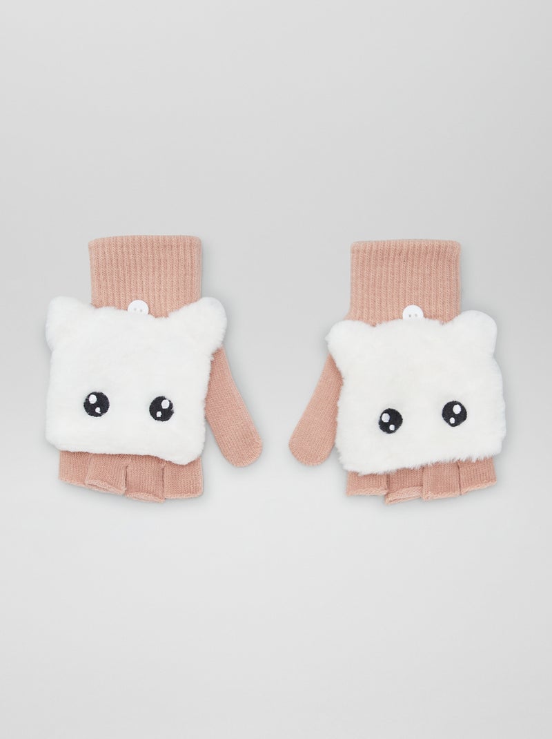 Par de guantes mitones de borreguito ROSA - Kiabi