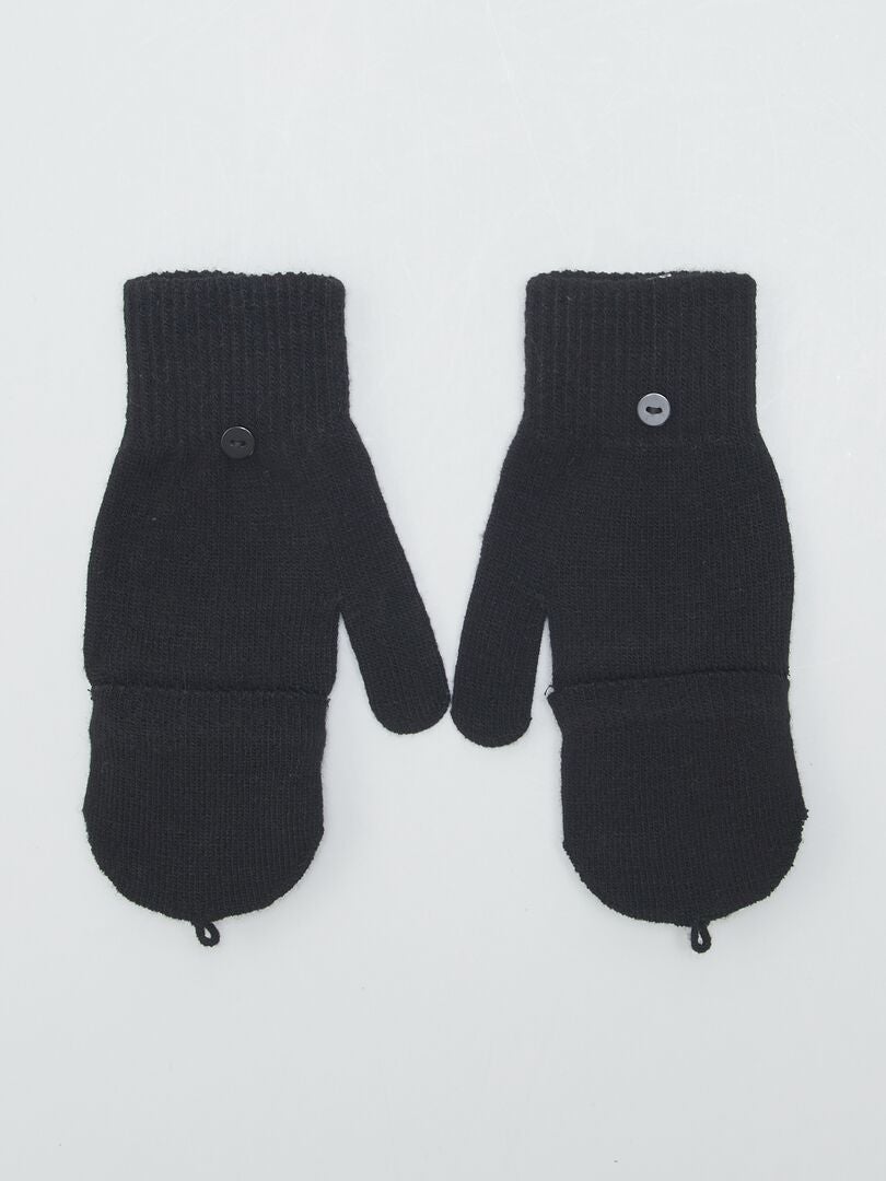 Par de guantes y mitones negro - Kiabi
