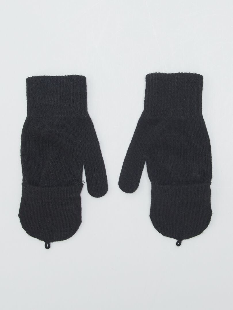 Par de guantes y mitones negro - Kiabi