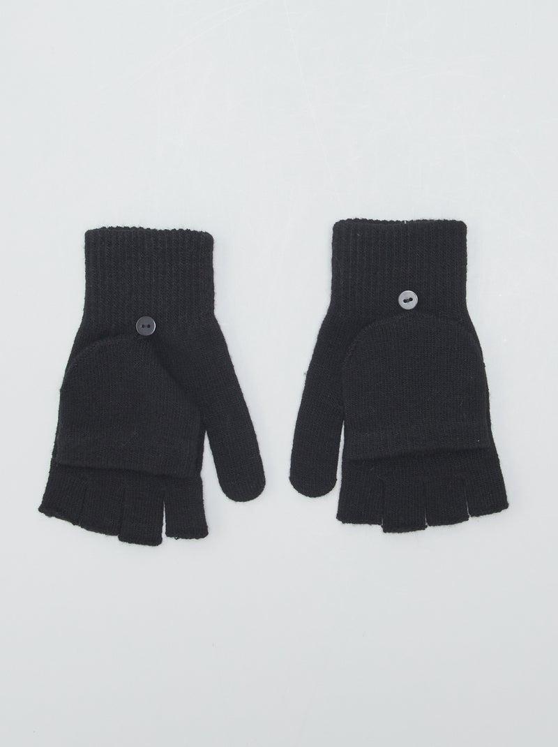 Par de guantes y mitones negro - Kiabi