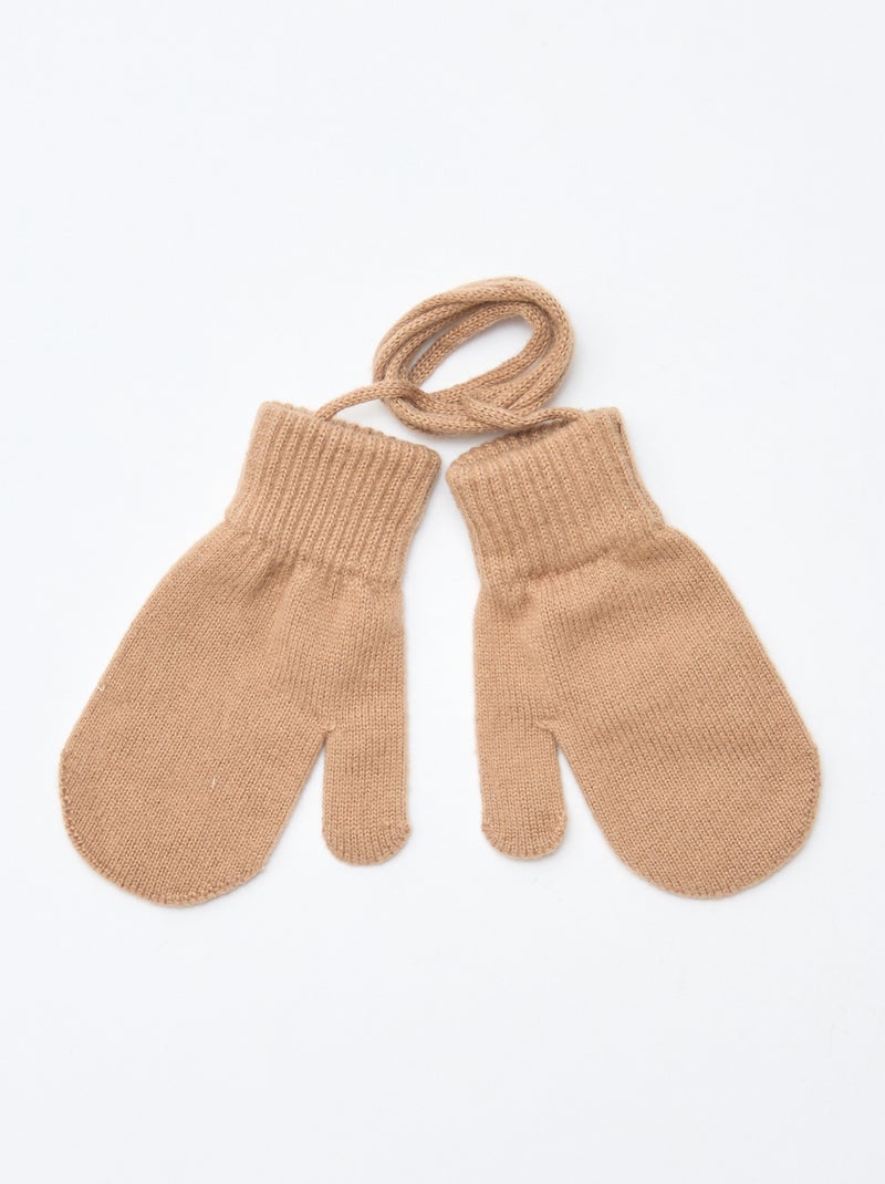 Par de manoplas lisas Beige - Kiabi