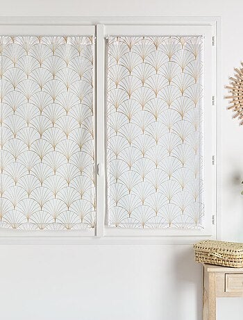Par de pequeñas cortinas bordadas art decó