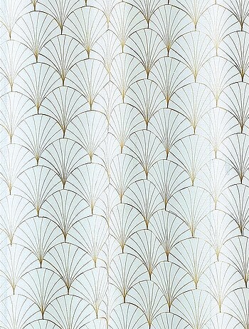 Par de pequeñas cortinas bordadas art decó