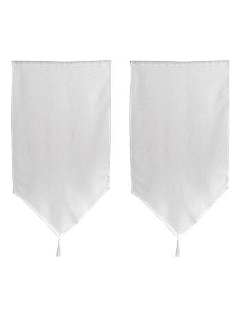 Par de pequeñas cortinas puntiagudas con pompón